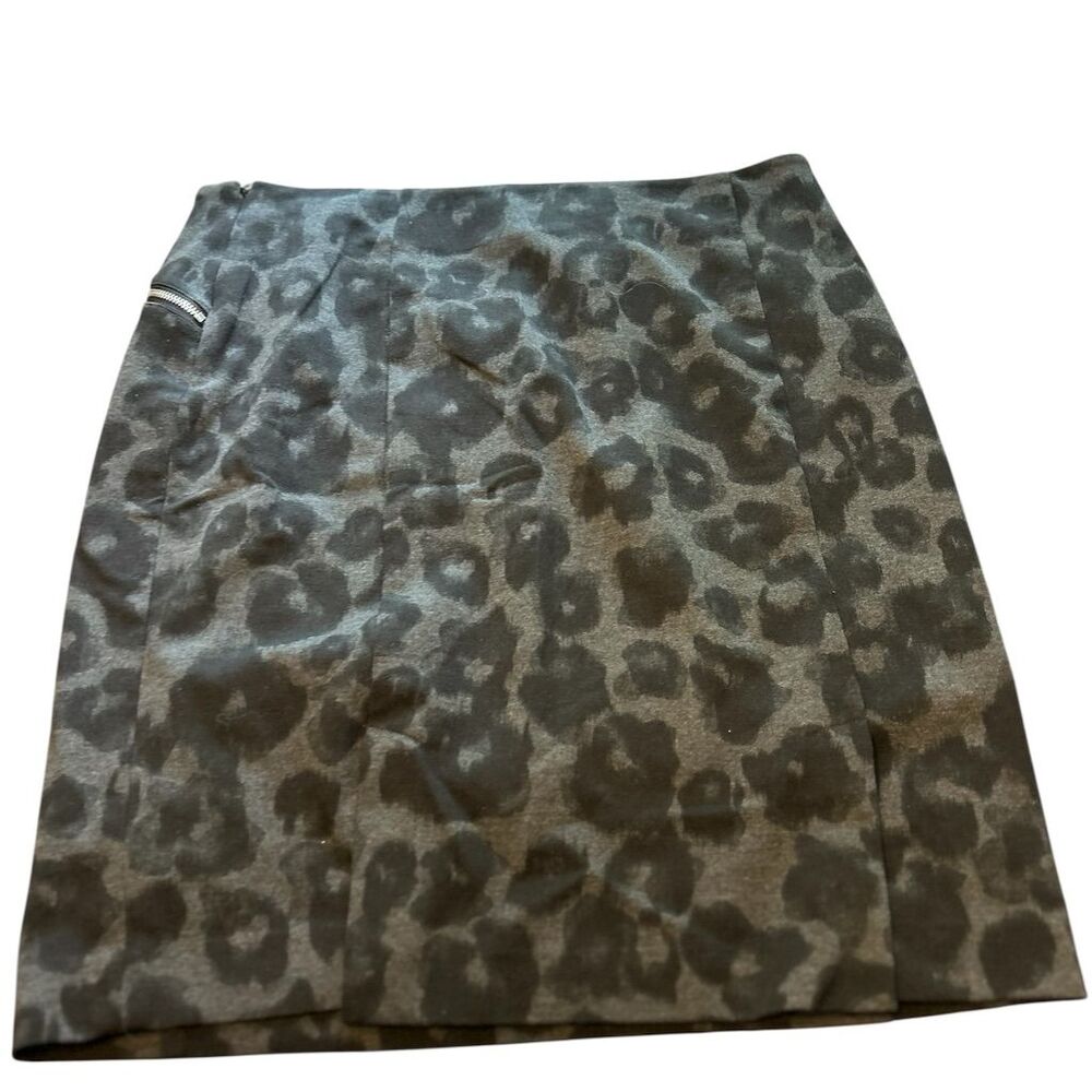 Michael Kors Women's Gray Leopard Print Pencil Skirt Size 16